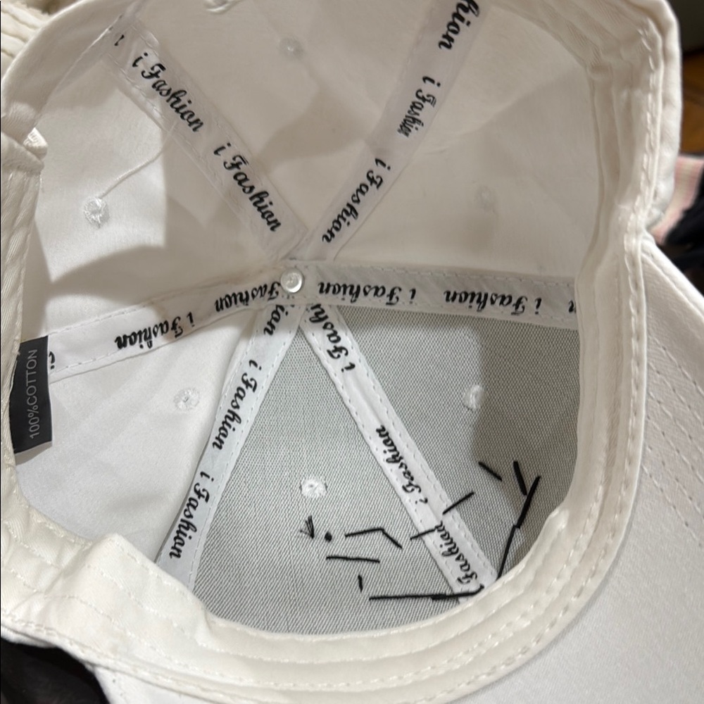 Embellished White Cap with Bee Design - Picture 2 of 2